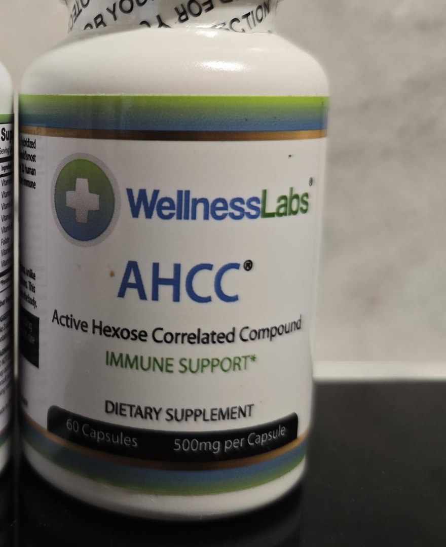 WellnessLabs AHCC bottle — Active Hexose Correlated Compound, Immune Support, 60 capsules, 500mg per capsule